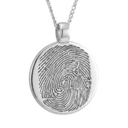 Round Pendant Fingerprint Necklace... Single Print || Sterling Silver - Fingerprint Jewellery