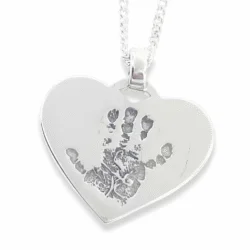 Heart Handprint/Footprint Pendant ... Single Print || Sterling Silver - Hand Footprint Jewellery