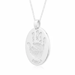 Oval Handprint/Footprint Pendant ... Single Print || Sterling Silver - Hand Footprint Jewellery