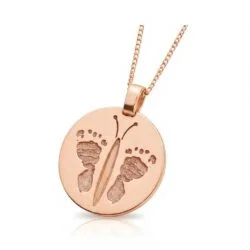 Round Handprint/Footprint Pendant ... Single Print || 9ct Gold - Hand Footprint Jewellery