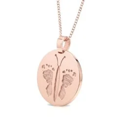 Alternative view of Round Handprint/Footprint Pendant ... Single Print || 9ct Gold - Hand Footprint Jewellery