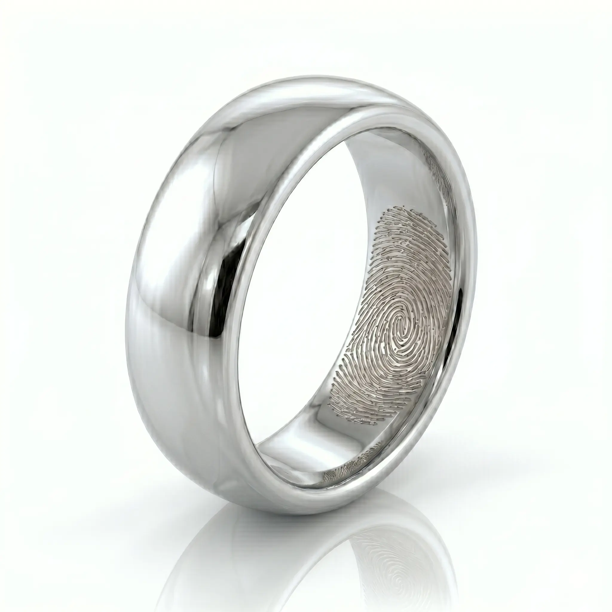 Fingerprint Band Ring - One Fingerprint on Inside of Ring || Sterling Silver - Fingerprint Jewellery - Image 2