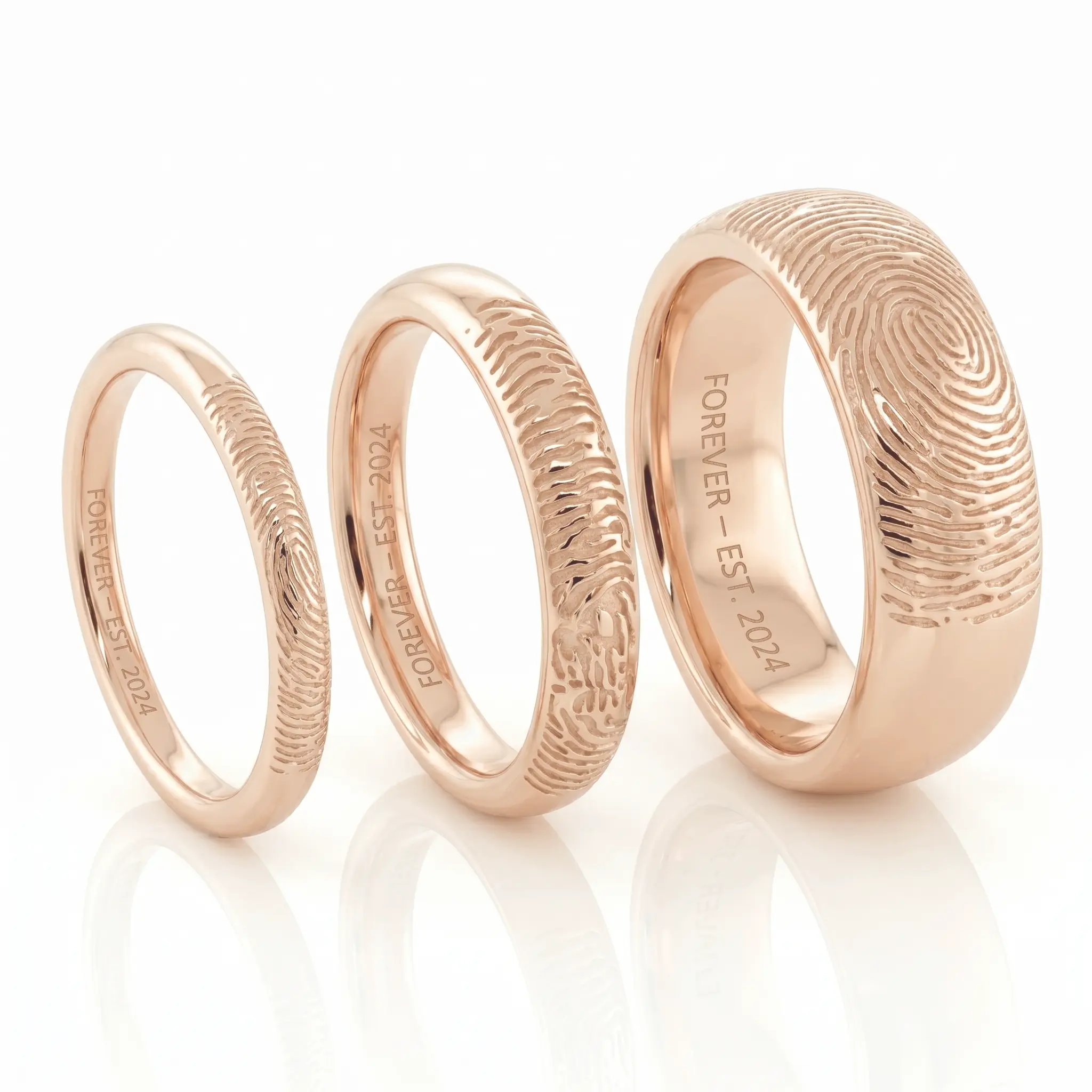 Fingerprint Band Ring - One Fingerprint on Outside of Ring || 9ct Gold - Fingerprint Jewellery - Image 5