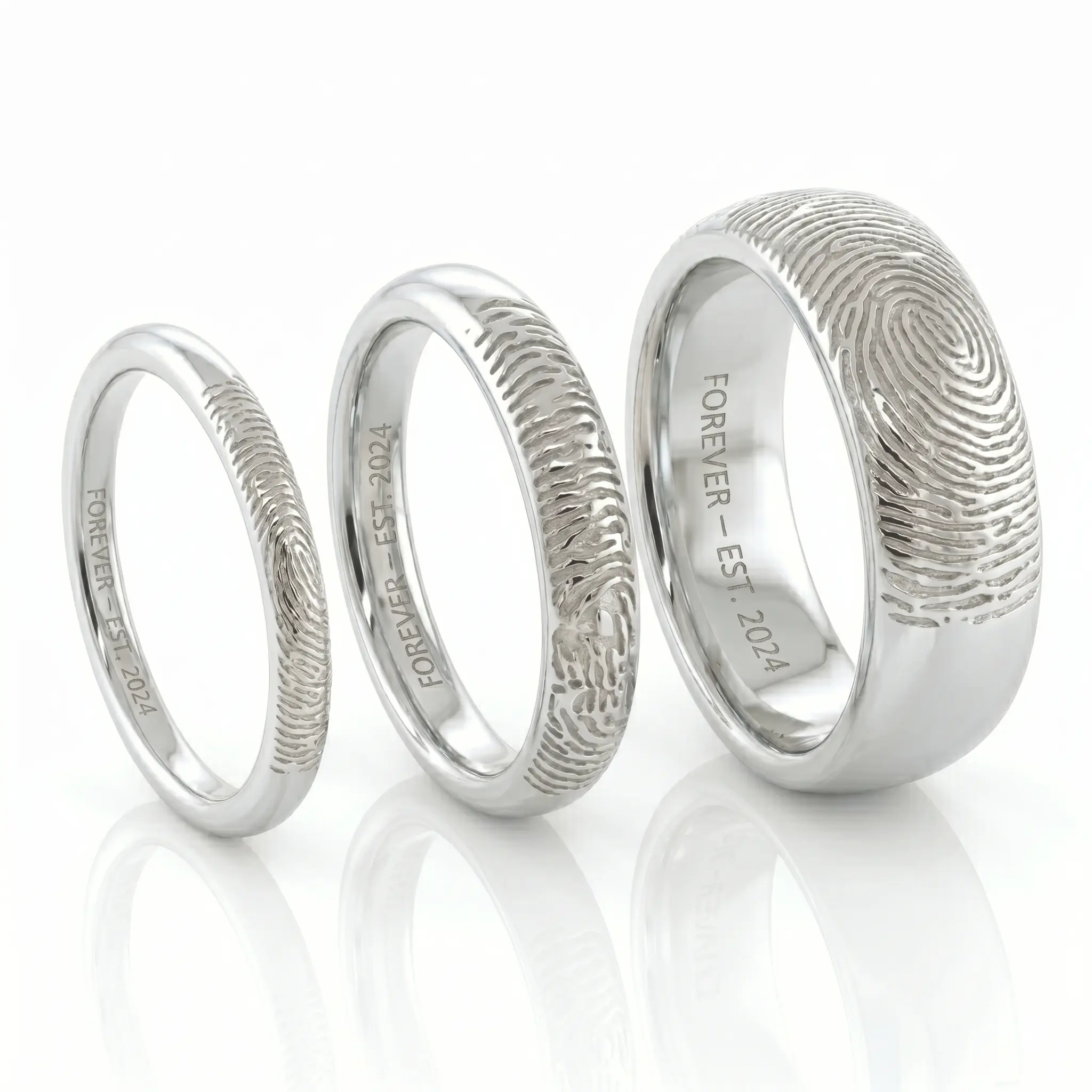 Fingerprint Ring - One Fingerprint on Outside of band || Sterling Silver - Fingerprint Jewellery