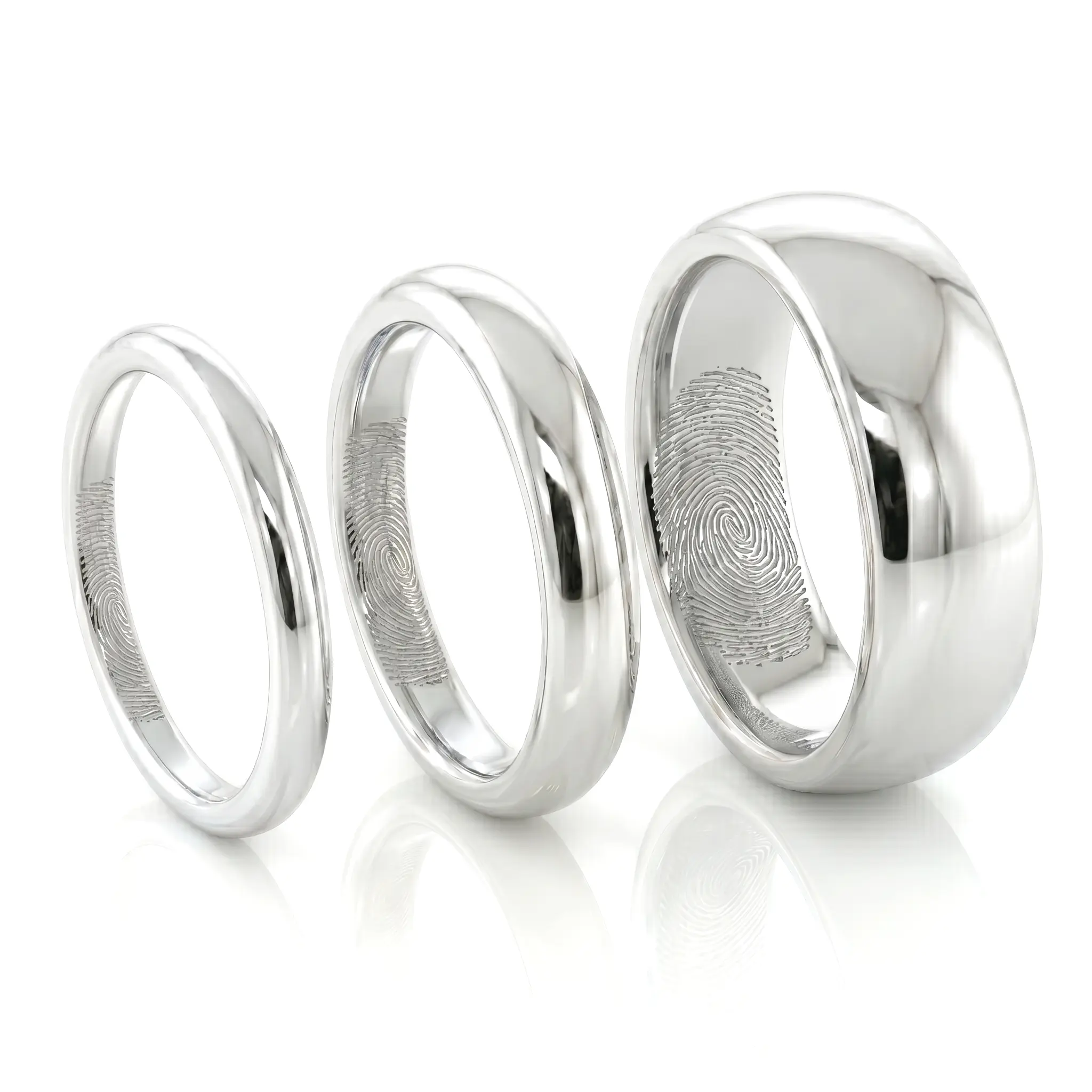 Fingerprint Band Ring - One Fingerprint on Inside of Ring || Sterling Silver - Fingerprint Jewellery