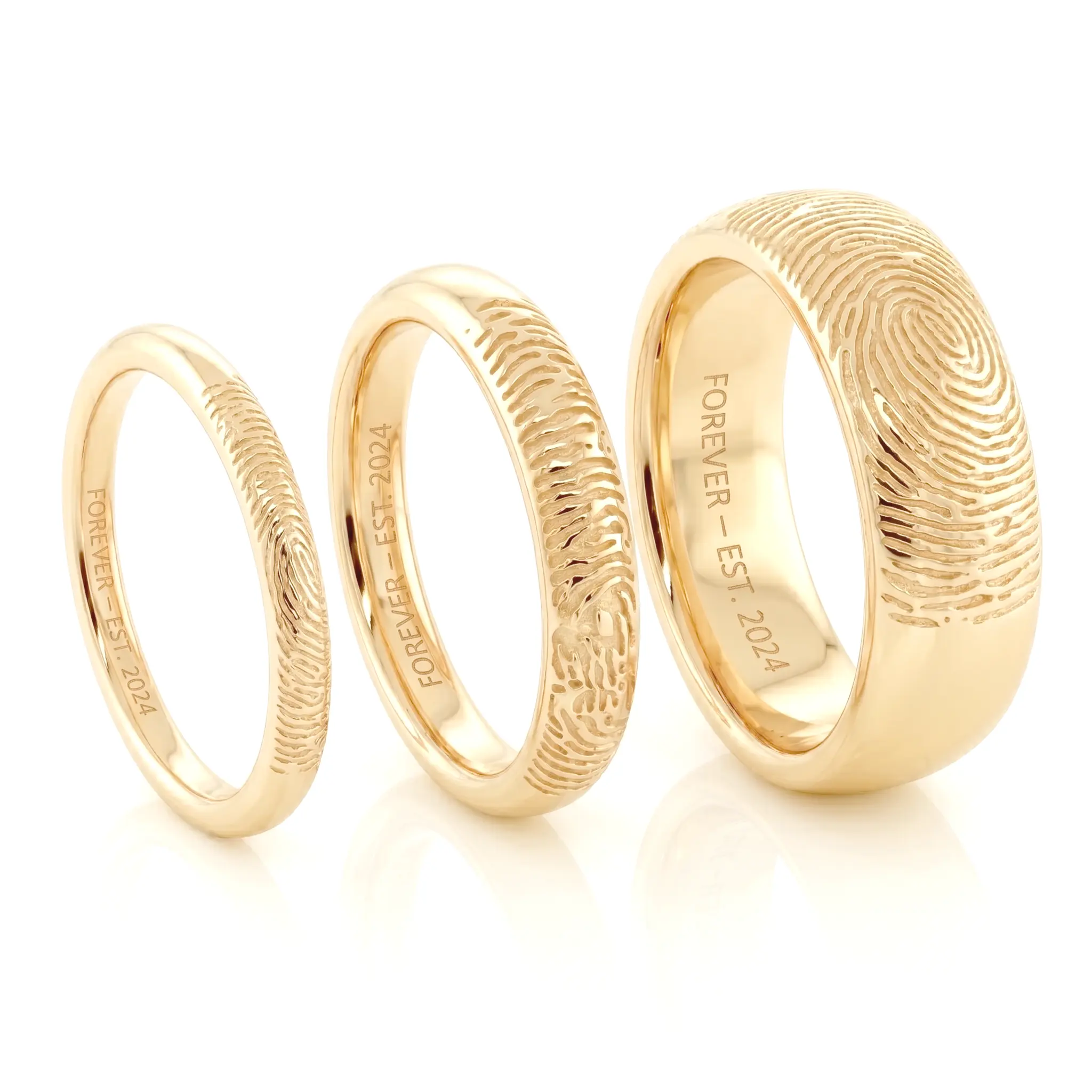 Fingerprint Band Ring - One Fingerprint on Outside of Ring || 9ct Gold - Fingerprint Jewellery - Image 3