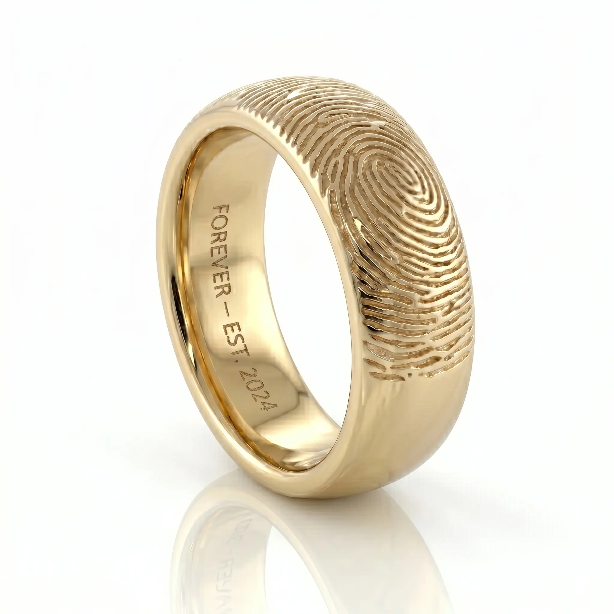 Fingerprint Band Ring - One Fingerprint on Outside of Ring || 9ct Gold - Fingerprint Jewellery - Image 11
