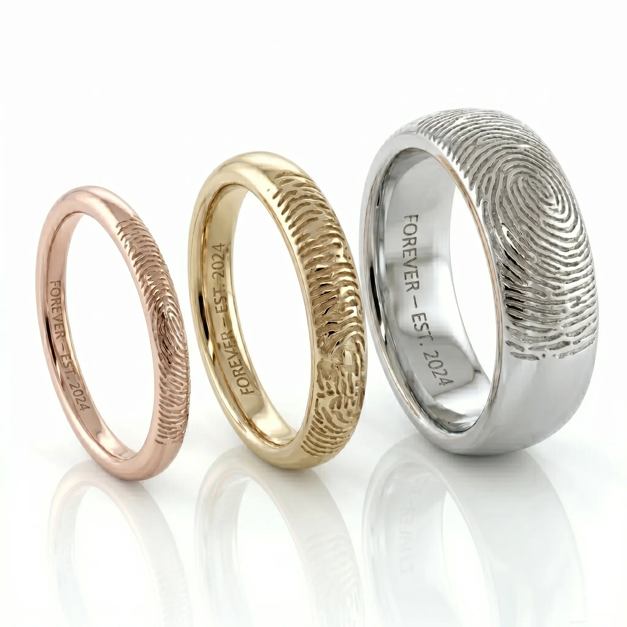 Fingerprint Band Ring - One Fingerprint on Outside of Ring || 9ct Gold - Fingerprint Jewellery
