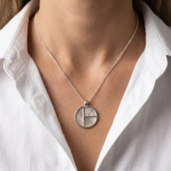 Alternative view of Round Triple pendant necklace. 3 prints on front || Sterling Silver - Fingerprint Jewellery