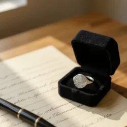 Alternative view of Round Fingerprint Signet Ring - One Fingerprint on Top of Ring || Sterling Silver - Fingerprint Jewellery