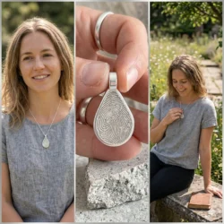 Alternative view of Tear fingerprint pendant ... Single print || Sterling Silver - Fingerprint Jewellery