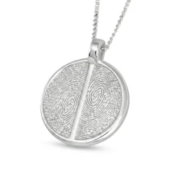 Round Duo Pendant necklace. 2 prints on front || Sterling Silver - Fingerprint Jewellery
