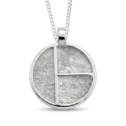 Round Triple pendant necklace. 3 prints on front || Sterling Silver - Fingerprint Jewellery