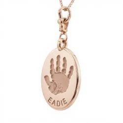 Oval Double Sided Handprint or Footprint || 9ct Gold - Hand Footprint Jewellery