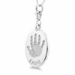 Alternative view of Oval Double Sided Handprint or Footprint || Sterling Silver - Hand Footprint Jewellery
