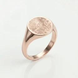 Round Fingerprint Signet Ring - One Fingerprint on Top of Ring || 9ct Gold - Fingerprint Jewellery