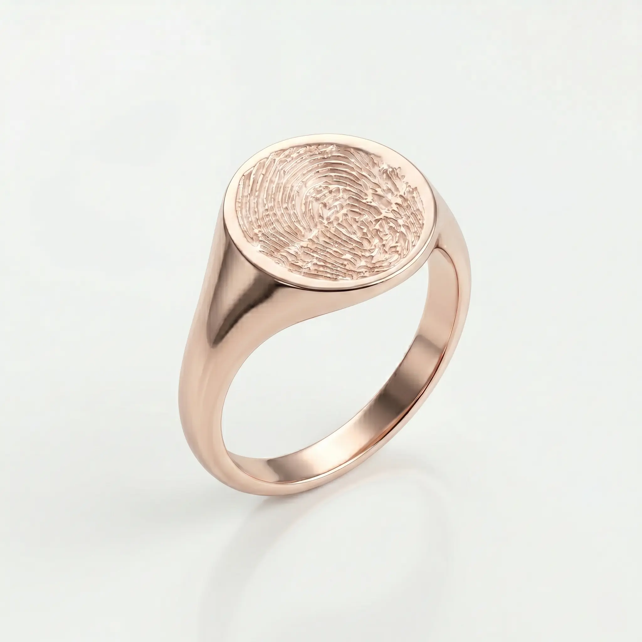 Round Fingerprint Signet Ring - One Fingerprint on Top of Ring || 9ct Gold - Fingerprint Jewellery