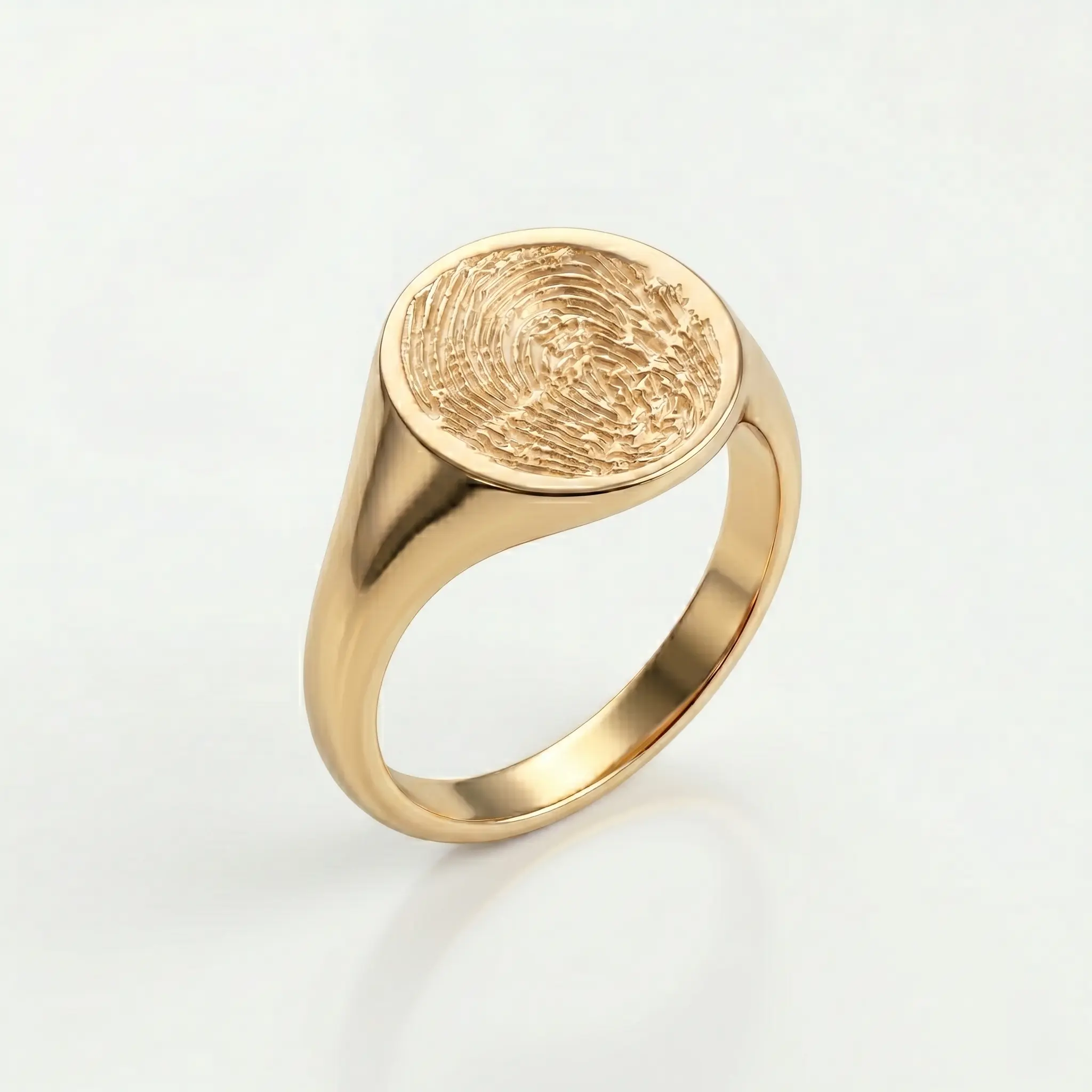 Round Fingerprint Signet Ring - One Fingerprint on Top of Ring || 9ct Gold - Fingerprint Jewellery - Image 9