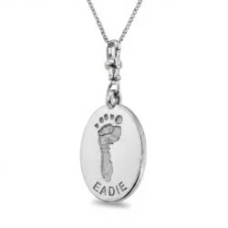 Oval Double Sided Handprint or Footprint || Sterling Silver - Hand Footprint Jewellery
