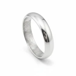 Alternative view of Fingerprint Band Ring - One Fingerprint on Inside of Ring || Sterling Silver