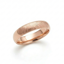 fingerprint band ring in 9ct rose gold. fingerprint on the outside
