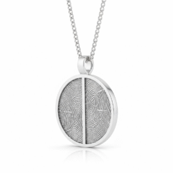 Personalised jewellery fingerprint pendant necklace. Thumbprint jewellery. Keepsake or memorial jewellery.