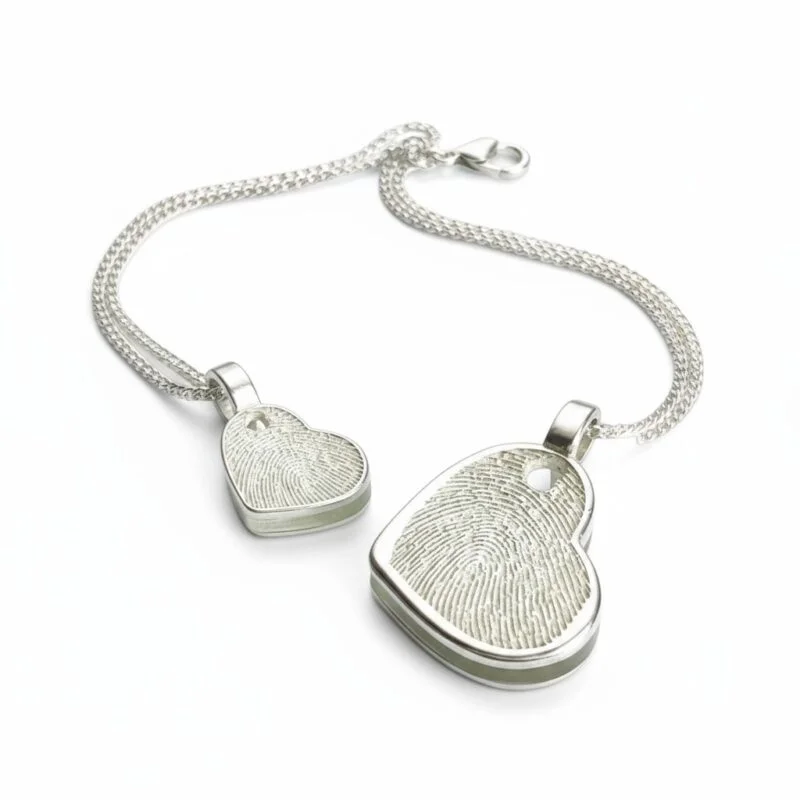 Personalized jewelry fingerprint pendant necklace. Thumbprint jewellery. Keepsake or memorial jewellery.