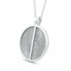 Personalised jewellery fingerprint pendant necklace. Thumbprint jewellery. Keepsake or memorial jewellery.