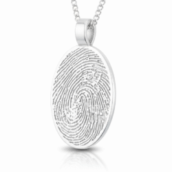 Personalized jewelry fingerprint pendant necklace. Thumbprint jewellery. Keepsake or memorial jewellery.