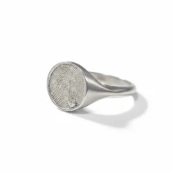 Alternative view of Round Fingerprint Signet Ring - One Fingerprint on Top of Ring || Sterling Silver