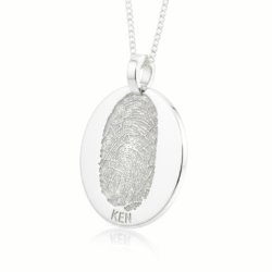Personalized jewelry fingerprint pendant necklace. Thumbprint jewellery. Keepsake or memorial jewellery.
