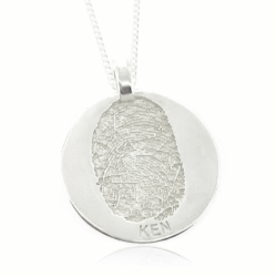 Personalized jewelry fingerprint pendant necklace. Thumbprint jewellery. Keepsake or memorial jewellery.