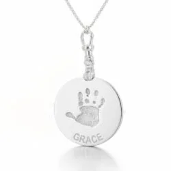 Alternative view of Round Double Sided Handprint or Footprint || Sterling Silver - Hand Footprint Jewellery