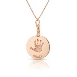 Alternative view of Round Double Sided Handprint or Footprint Pendant || 9ct Gold - Hand Footprint Jewellery