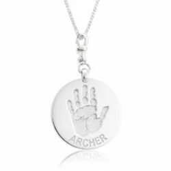 Round Double Sided Handprint or Footprint || Sterling Silver - Hand Footprint Jewellery