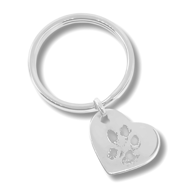 heart pawprint keyring