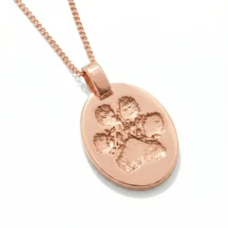 rose gold oval pawprint necklace