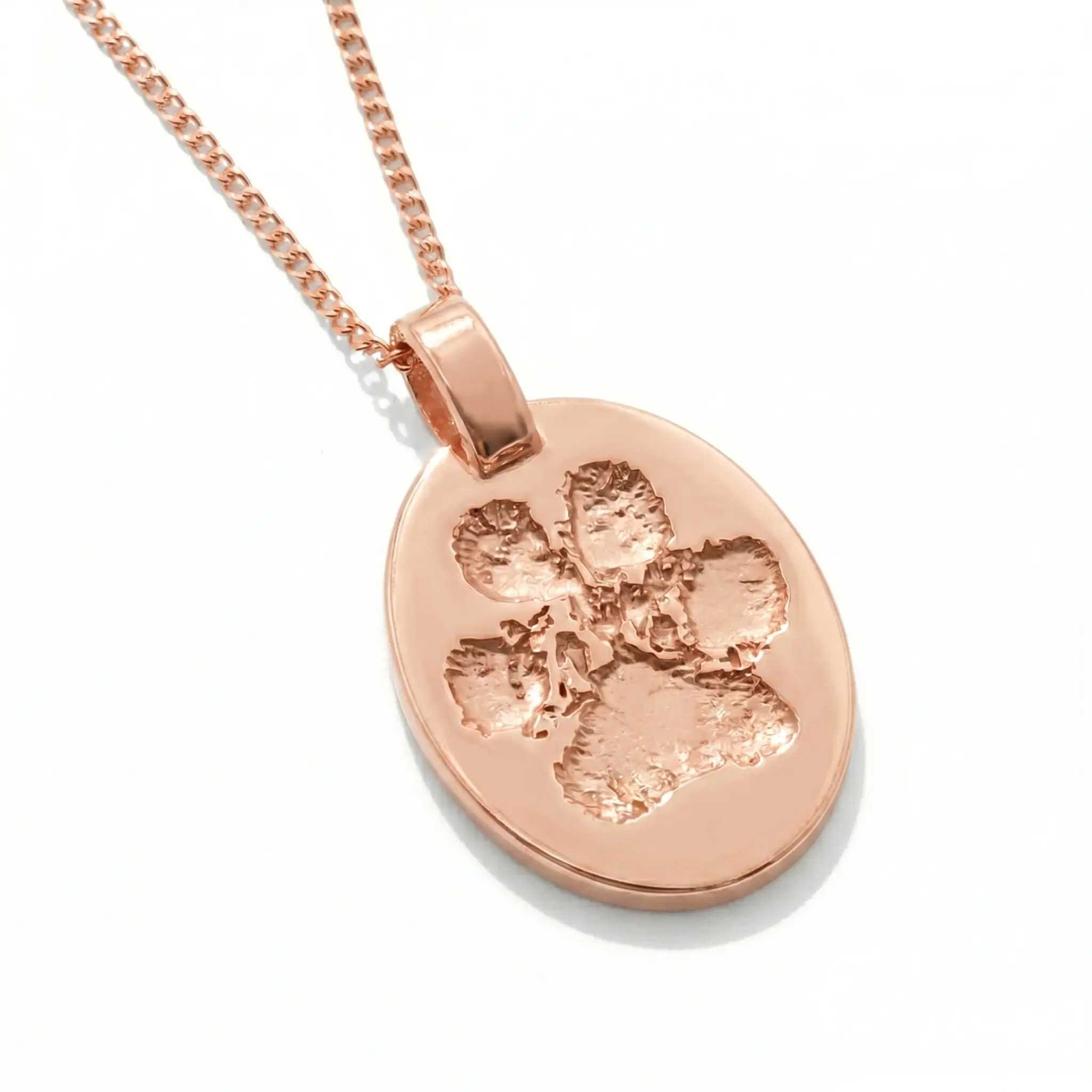 rose gold oval pawprint necklace