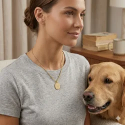 Alternative view of Oval Petprint Jewellery Pendant || 9ct Gold or Sterling Silver - Pawprint Jewellery