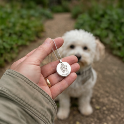 Alternative view of Round Petprint Pendant || 9ct Gold or Sterling Silver - Pawprint Jewellery