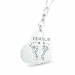 Alternative view of Handprint or Footprint Double sided, Side Heart || Sterling Silver - Hand Footprint Jewellery