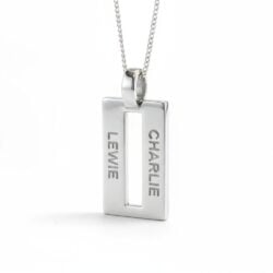 2 name rectangle pendant sterling silver