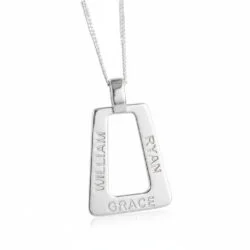 Name necklace pendant 3 name triangle uneik jewellery