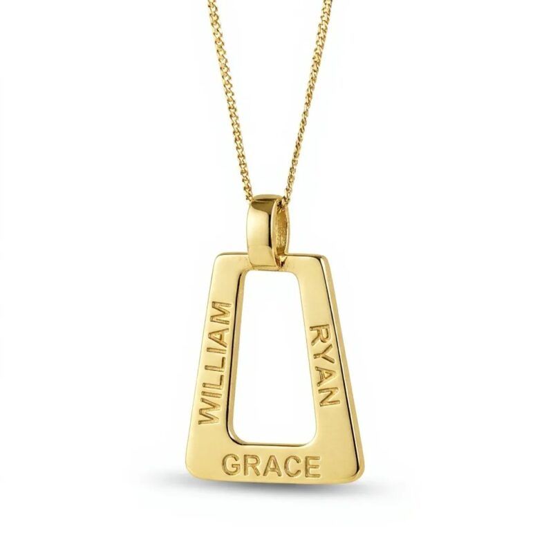 Name necklace pendant 3 name triangle uneik jewellery