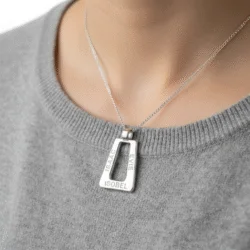 Name necklace pendant 3 name triangle uneik jewellery on model
