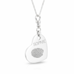 Personalized jewelry fingerprint pendant necklace. Thumbprint jewellery. Keepsake or memorial jewellery.