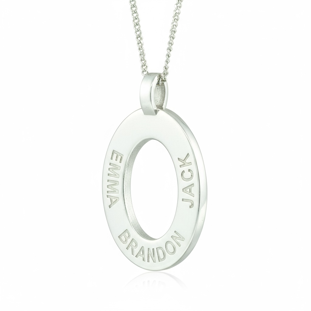 name pendant family oval on chain personalized