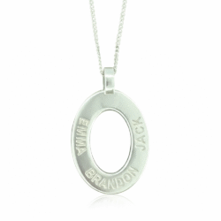 name pendant family oval on chain personalized