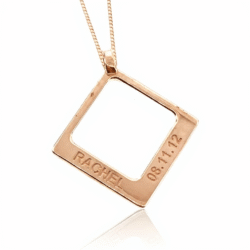Name necklace pendant square uneik rose gold