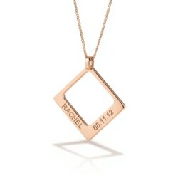 Name necklace pendant square uneik rose gold